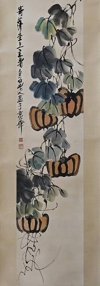 《南瓜藤蔓图》-齐白石