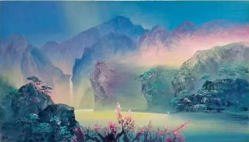 贺一珉 山水春光油書