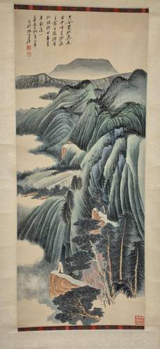 张大千觀雲圈 材實：設色纸本立轴