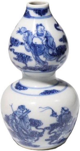 青花八仙雲α葫藍瓶一對 （底款：大清乾隆年製）