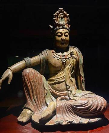 《宋代彩繪木雕自在觀音坐像》 材宝：古木雕